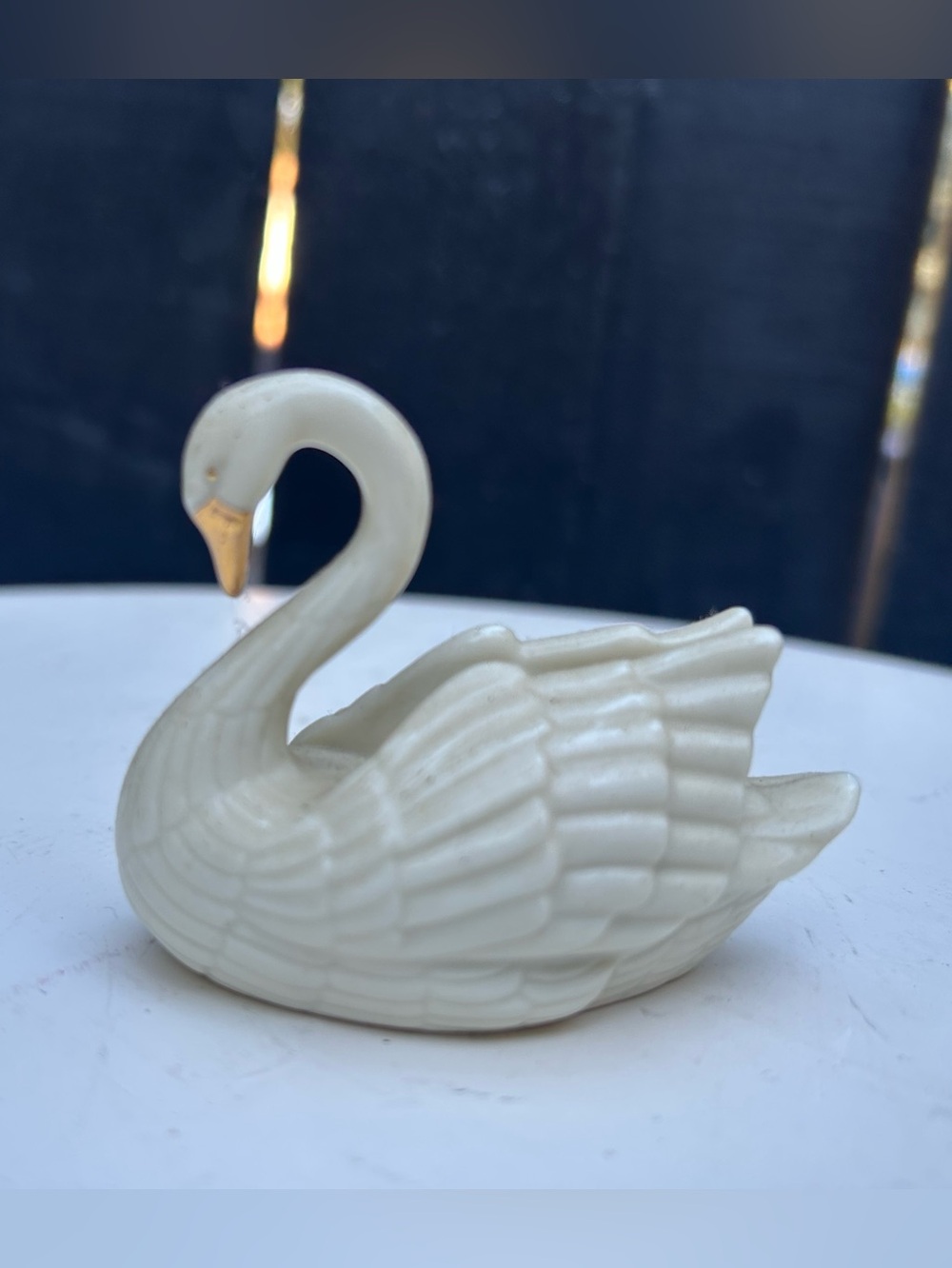 Vintage Lenix Ceramic Swan Figurine with Gold Beak - Decorative Home Art